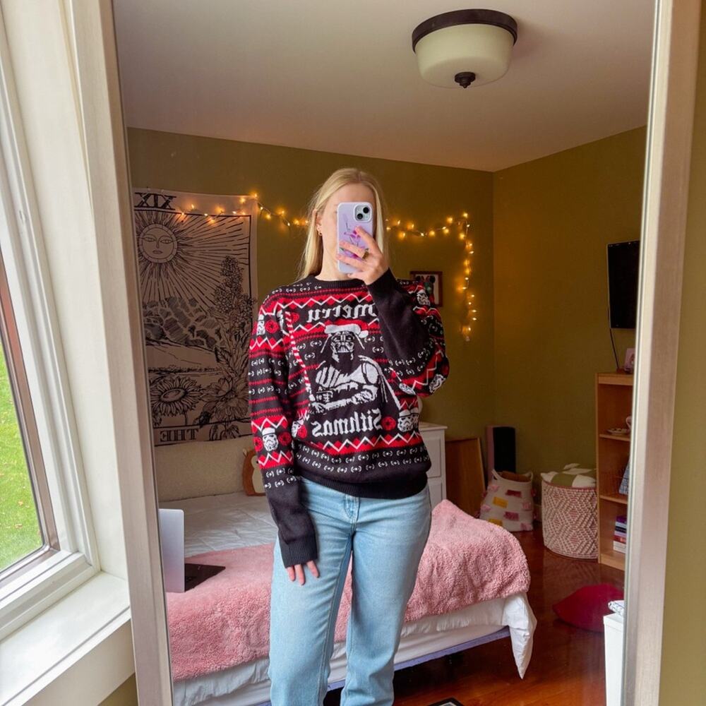 Star Wars Darth Vader Ugly Christmas Fair Isle Sweater Size L